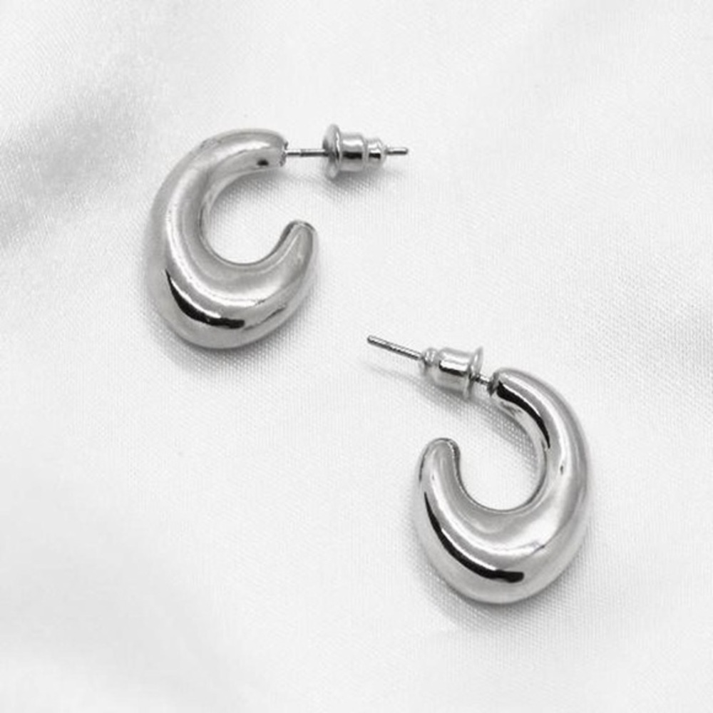 Circular Silver Hoop Earrings